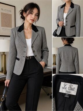 Le Suit Petite Houndstooth Blazer – Classic Office Style